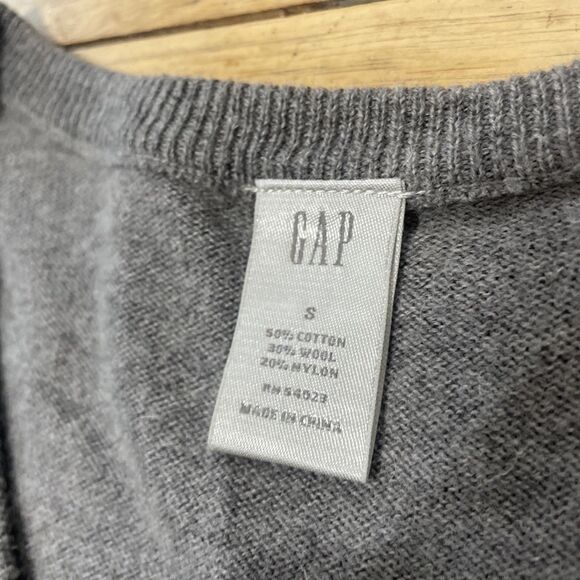 GAP Argyle Sweater Vest Wool Blend Men S Gray Brown Knit V Neck Pullover S 38" - Picture 14 of 16